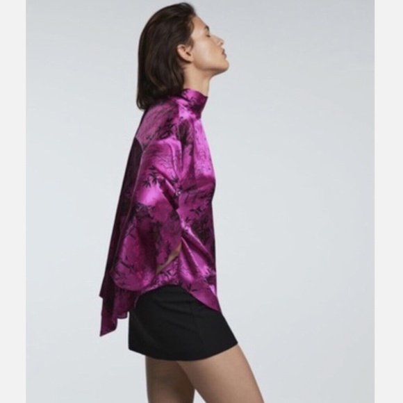 NWT, ZARA PRINTED JFUSHIA ACQUARD BLOUSE, S - Picture 5 of 9